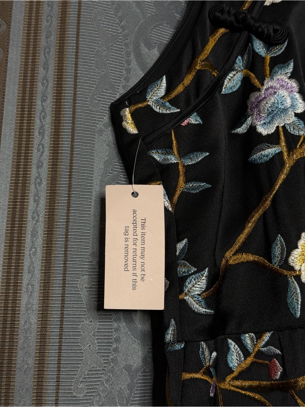 SAU LEE Ariana Embroidered Floral Satin Gown - Picture 6 of 8